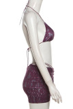 Red Sportswear Print Patchwork Backless Strap Design 3 Piece Sets