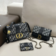 White Blue Casual Street Letters Patchwork Metal Accessories Trim Bags