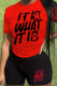 Red Casual Letter Print Basic O Neck Short Sleeve Two Pieces