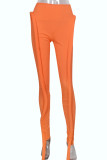 Purple Street Solid Color Patchwork Skinny Mid Waist Pencil Patchwork Bottoms