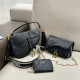 Black Casual Daily Letters Patchwork Metal Accessories Trim Embossed Bags