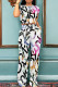 Multicolor Casual Print Pocket Patchwork O Neck Short Sleeve Two Pieces