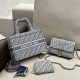 Baby Blue Casual Street Letters Patchwork Metal Accessories Trim Bags
