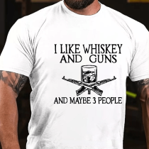 White I LIKE WHISKEY AND GUNS AND MAYBE 3 PEOPLE PRINT MEN'S T-SHIRT