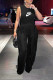 Black Sexy Street Letter Print Fringed Trim O Neck Sleeveless Two Pieces