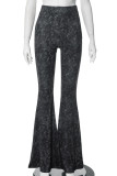 Black Street Solid Color Patchwork Regular Mid Waist Speaker Patchwork Bottoms