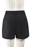 Black Street Solid Color Pocket Buttons Patchwork Ruched Zipper Loose Mid Waist Speaker Patchwork Bottoms