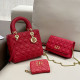 Red Daily Celebrities Solid Color Buckle Metal Accessories Trim Bags
