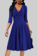 Blue Celebrities Solid Color Patchwork Ruched V Neck A Line Dresses