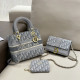 Light Blue Casual Daily Letters Patchwork Metal Accessories Trim Bags