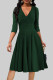 Green Celebrities Solid Color Patchwork Ruched V Neck A Line Dresses