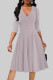 Cream White Celebrities Solid Color Patchwork Ruched V Neck A Line Dresses