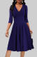 Dark Blue Celebrities Solid Color Patchwork Ruched V Neck A Line Dresses
