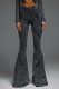Black Street Solid Color Patchwork Regular Mid Waist Speaker Patchwork Bottoms