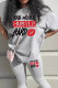 Grey Casual Print Patchwork O Neck Half Sleeve Two Pieces