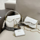 White Casual Daily Letters Patchwork Metal Accessories Trim Embossed Bags