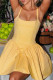 Yellow Sexy Casual Solid Color Backless Spaghetti Strap A Line Dresses