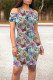 Grey Casual Butterfly Print Contrast O Neck Printed Dresses