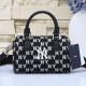Black Street Letters Patchwork Zipper Bags