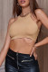 Apricot Sexy Solid Color Patchwork O Neck Tops