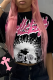 Black Casual Street Letter Print Contrast O Neck T-Shirts