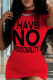 Red Sexy Letters Patchwork O Neck Wrapped Skirt Dresses