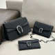 Black Casual Daily Letters Patchwork Embossed Bags