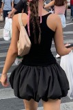 Black Casual Solid Color Basic Bodycon Low Waist Conventional Solid Color Skirts