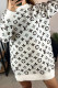 White Casual Letters Patchwork O Neck Straight Dresses