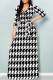 Black And White Casual Street Animal Print Lace Up With Belt Contrast V Neck Printed Dresses