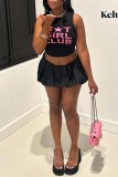 Black Casual Solid Color Basic Bodycon Low Waist Conventional Solid Color Skirts