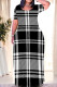 Black White Casual Daily Plaid Contrast O Neck Printed Plus Size Dresses