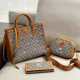 khaki Brown Casual Street Graffiti Print Letters Patchwork Contrast Bags