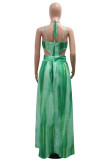 Red Celebrities Gradient Color Hollow Out Patchwork Backless Spaghetti Strap Long Dresses