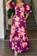 Rose Red Celebrities Print Pocket Patchwork Zipper Square Neck A Line Dresses