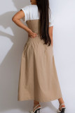 Black Casual Patchwork O Neck A Line Dresses