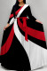 Red White Casual Stripe Patchwork Strap Design O Neck A Line Dresses