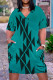Lake Blue Casual Print Pocket Patchwork V Neck Straight Plus Size Dresses