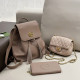 Red Bean Powder Casual Daily Solid Color Fringed Trim Patchwork Metal Accessories Trim Bags
