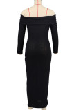 Rose Red Celebrities Solid Color Patchwork Backless Off Shoulder Long Dresses