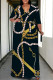 Black Casual Daily Floral Print Chain print Lace Up V Neck Printed Plus Size Dresses