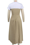 Black Casual Patchwork O Neck A Line Dresses