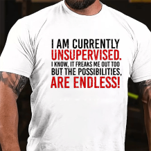 White I AM CURRENTLY UNSUPERVISED PRINTED T-SHIRT