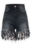 Light Blue Fashion Casual tassel Plus Size