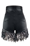Light Blue Fashion Casual tassel Plus Size