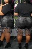 Light Blue Fashion Casual tassel Plus Size