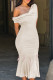 Apricot Celebrities Patchwork Backless Strap Design Oblique Collar Long Dresses