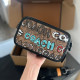 Black Brown Casual Street Graffiti Print Patchwork Zipper Bags