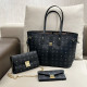 Black Casual Street Letter Print Patchwork Chains Bags