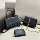 Black Daily Celebrities Solid Color Metal Accessories Trim Embossed Bags